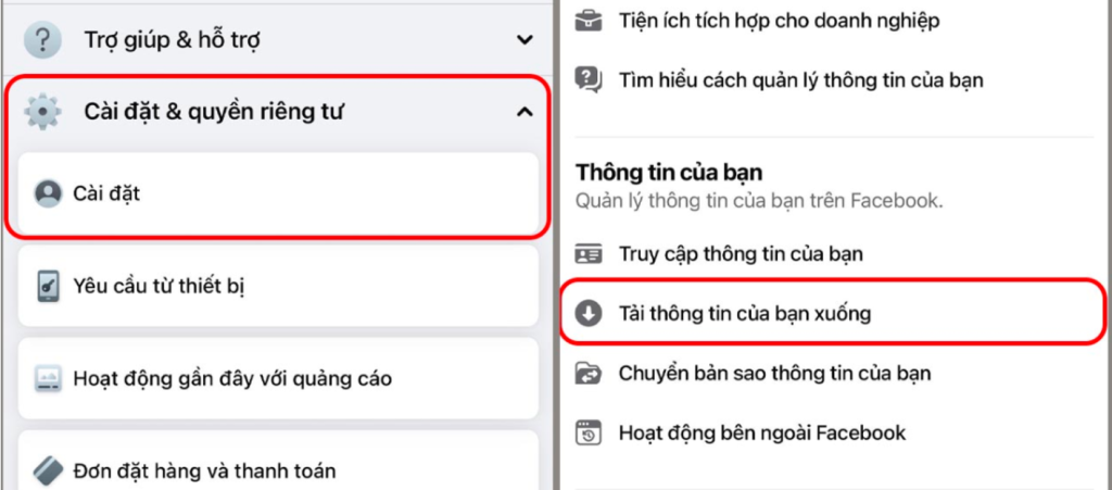 Tải thông tin cá nhân xuống trên iPhone